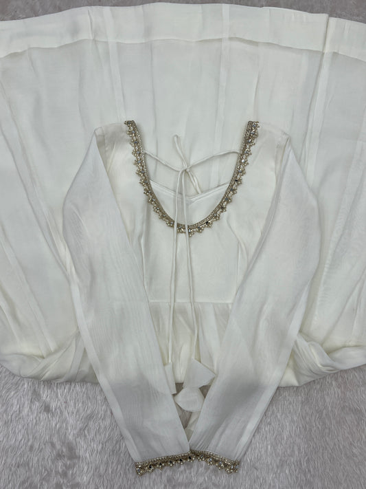 Pure Mal Chanderi Mirror Work Gown Dupatta