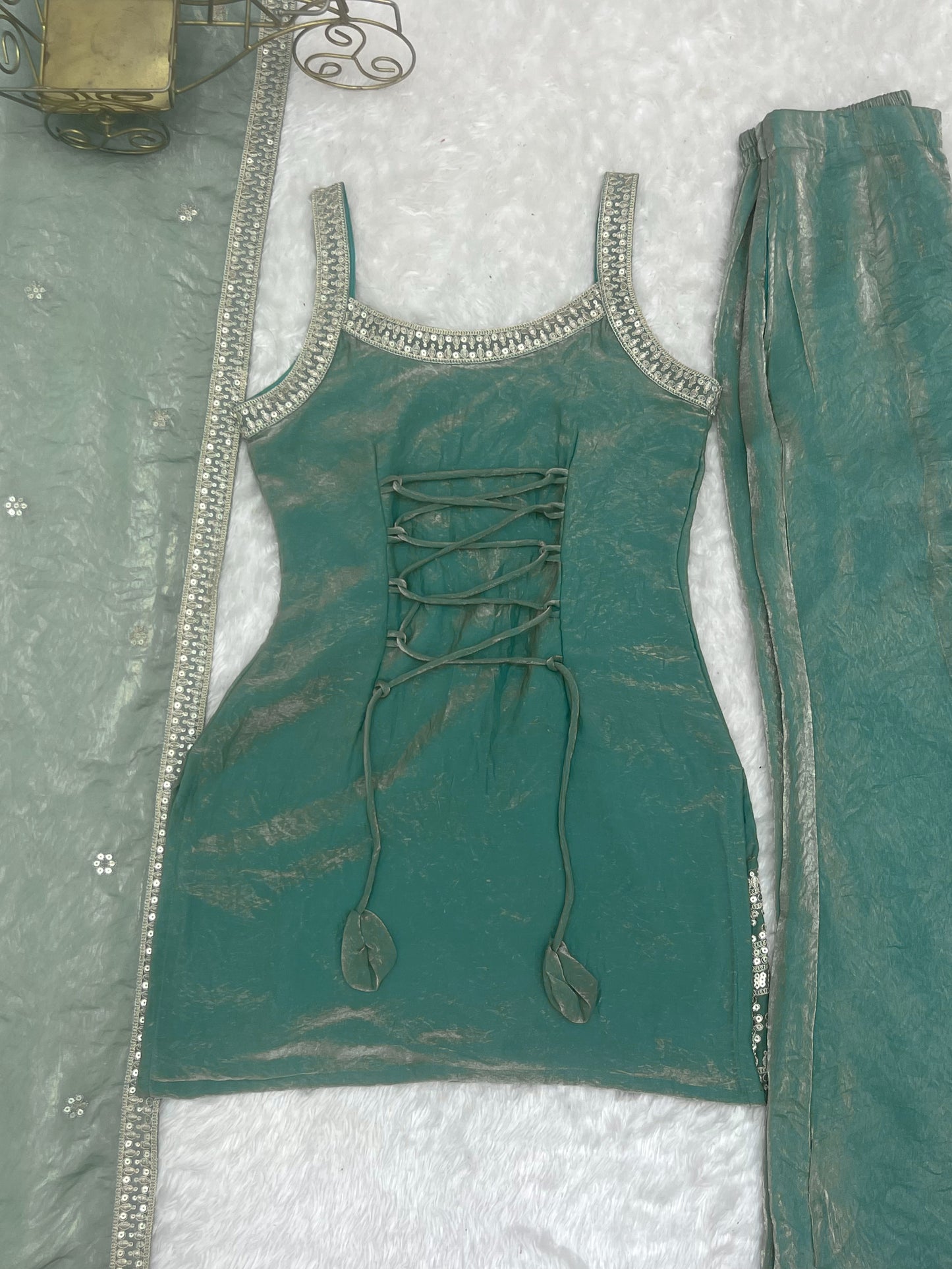Beautiful Soft Frendy Silk With Embroidery Sequence Dori & Jari Work Suit