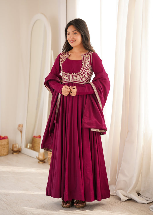 Roman Silk Floral Print Anarkali Suit Set