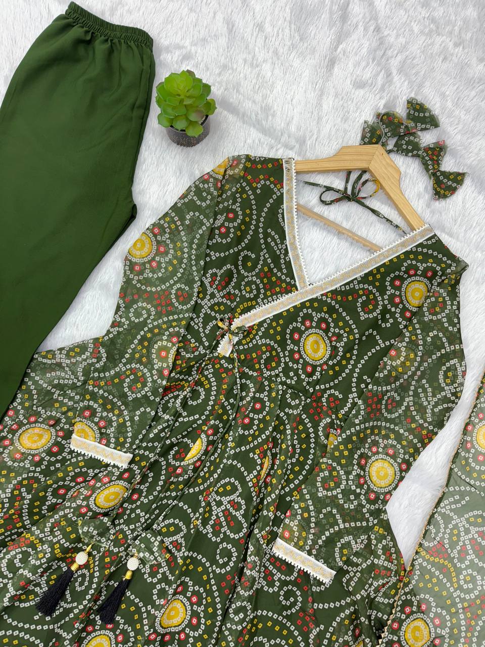 Printed Georgette Gown Suit Set