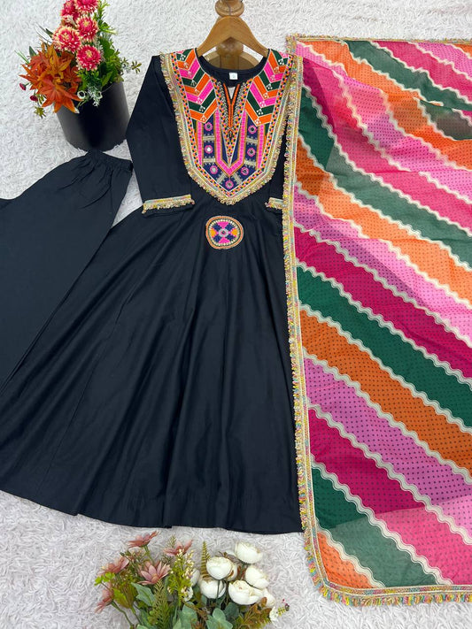 Pure Khadi Cotton With Embroidery Work Top Pent