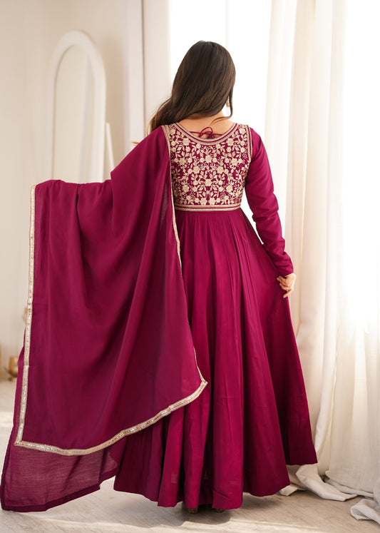 Roman Silk Floral Print Anarkali Suit Set