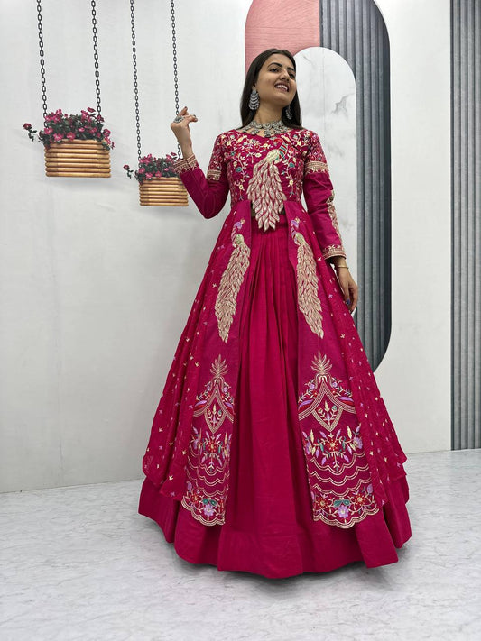 Beautifull Vichitra With Lumpi Lace Border Work Lehenga Set