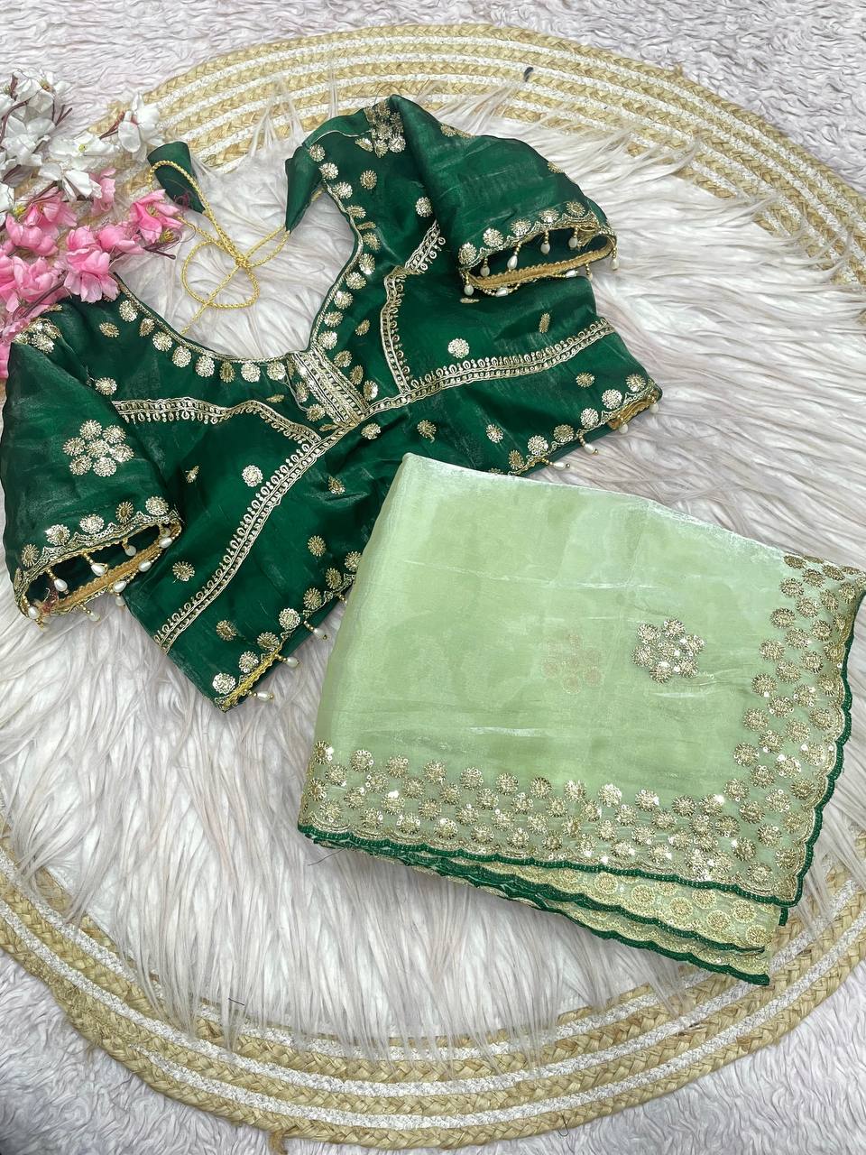 Jimmy Choo coding sequiece work saree