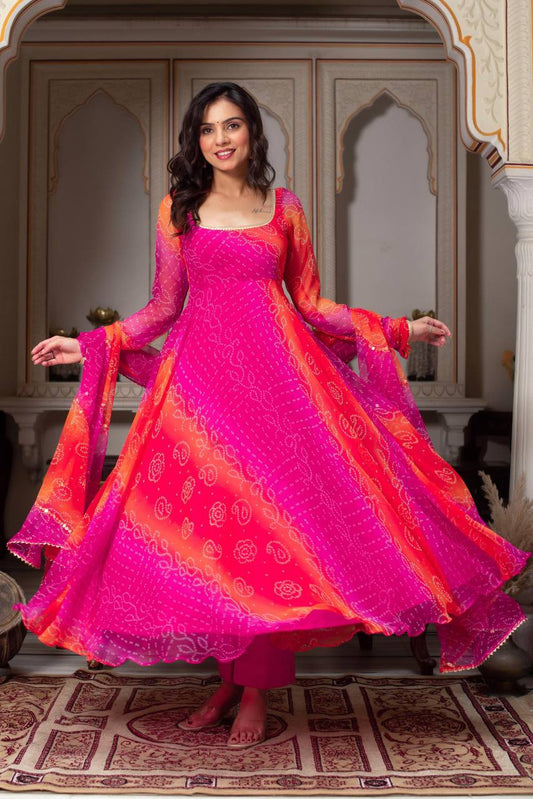 Faux Georgette With Digital Print Work Gown