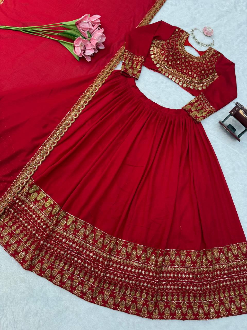 Premium NC Moss Butti Embroidered Saree