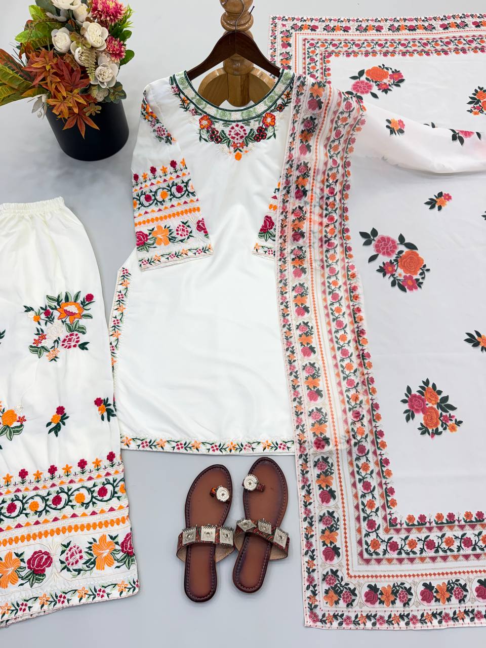 Heavy French Crepe Embroidery Work Top Bottom