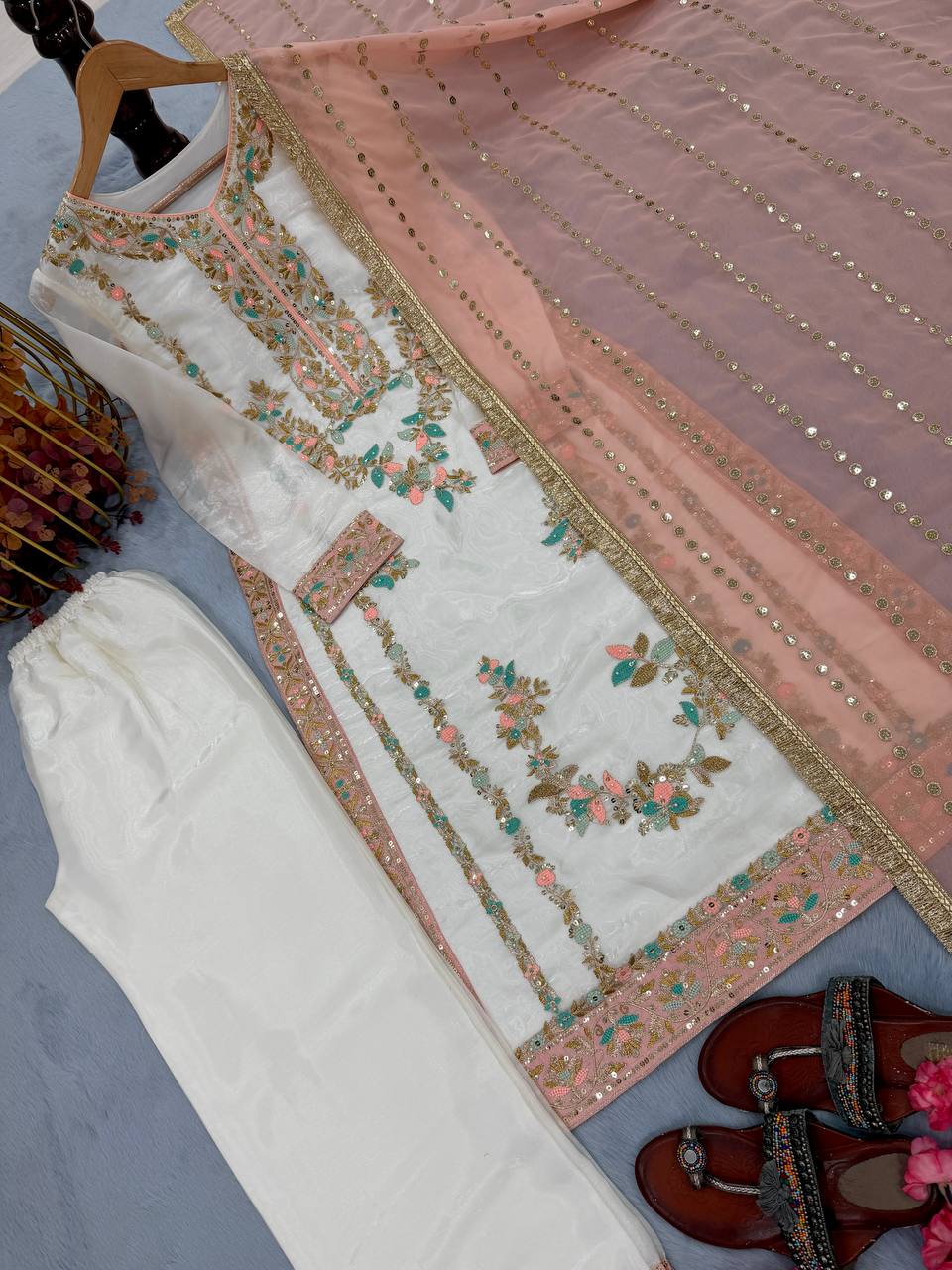 Eid Special Gmy Silk With Beautifull Embroidery Work Top Plazzo