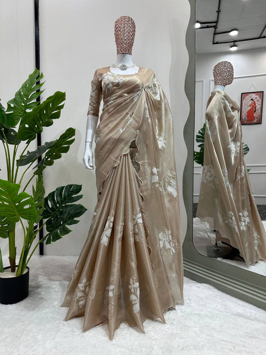 Most Demanding Hot Selling Jimmy Chu Thread & Sequence Work Saree