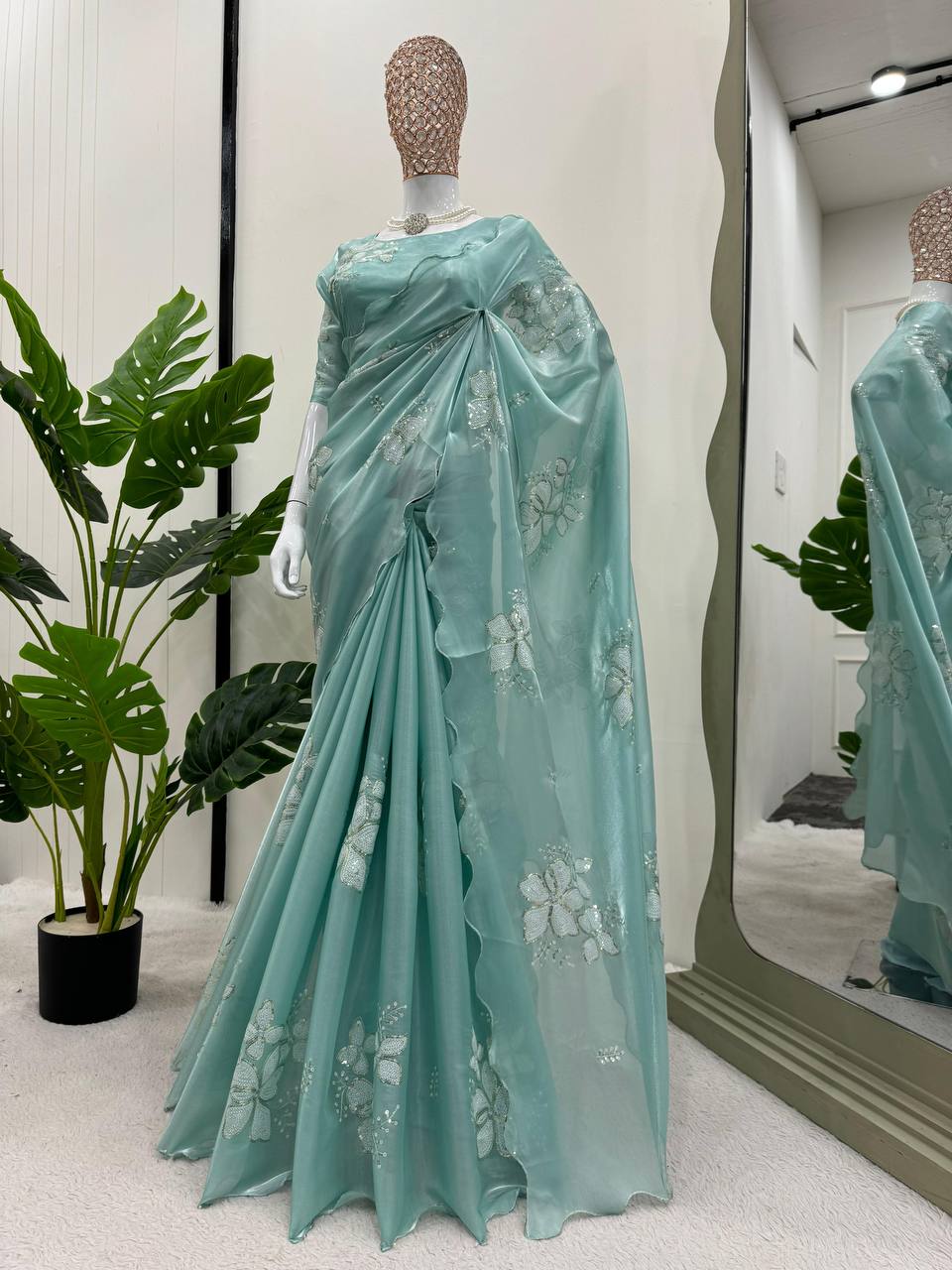 Most Demanding Hot Selling Jimmy Chu Thread & Sequence Work Saree