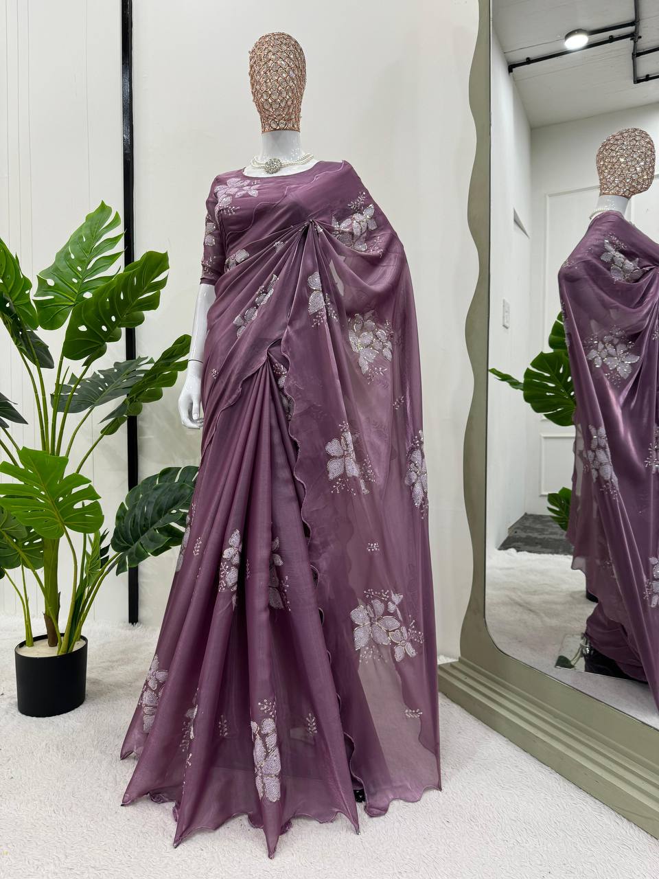 Most Demanding Hot Selling Jimmy Chu Thread & Sequence Work Saree