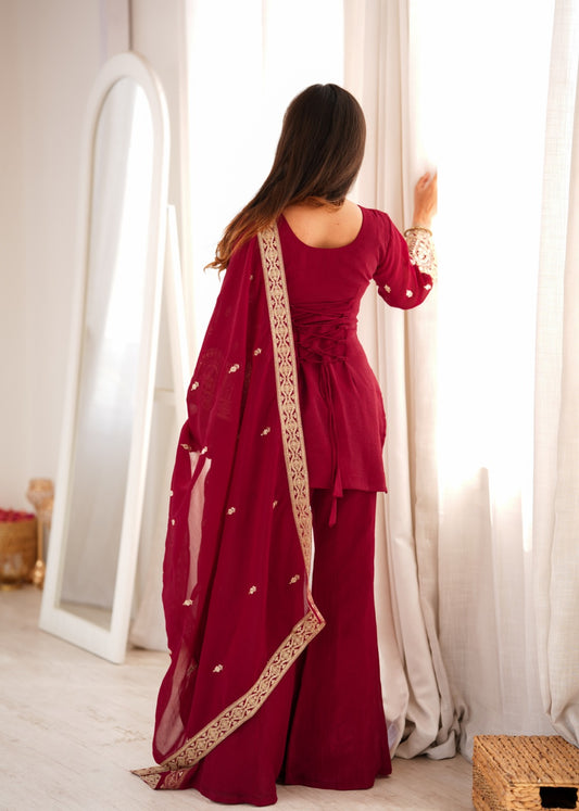 Crunchy Silk Embroidered Suit Set