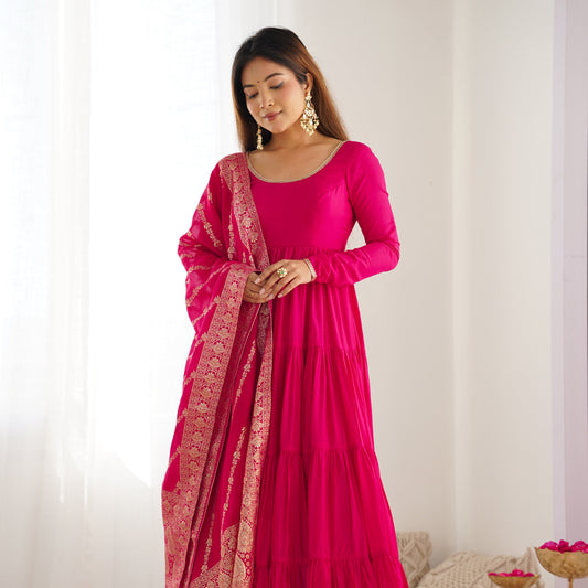 Pure Romansilk Chanderi 9 MTR Huge Flair Anarkali Gown