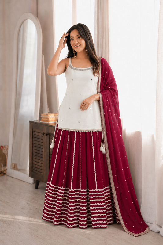 Fendy Silk Mirror Work Lehenga Set
