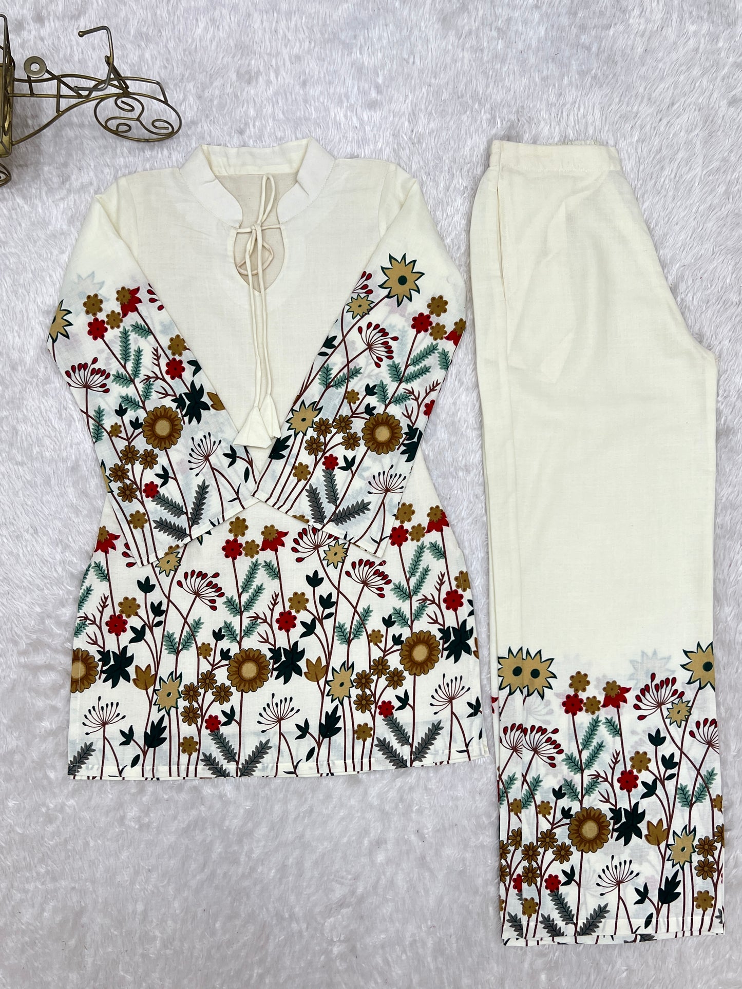 Magic Slub Cotton Floral Print Top Pent