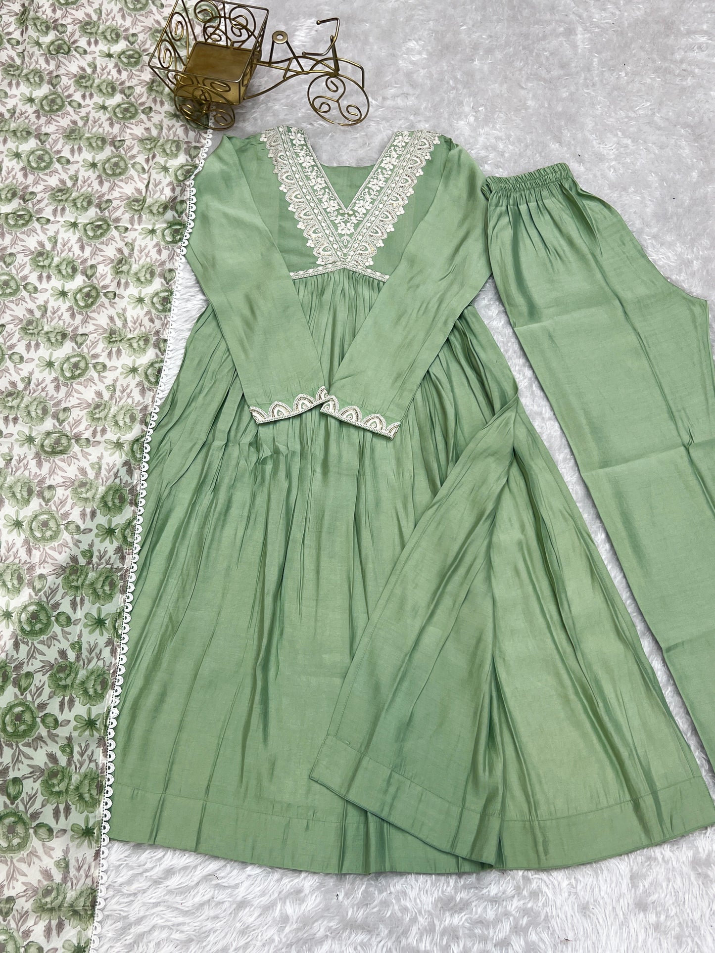 Pure Roman Silk Office Wear Kurti Set