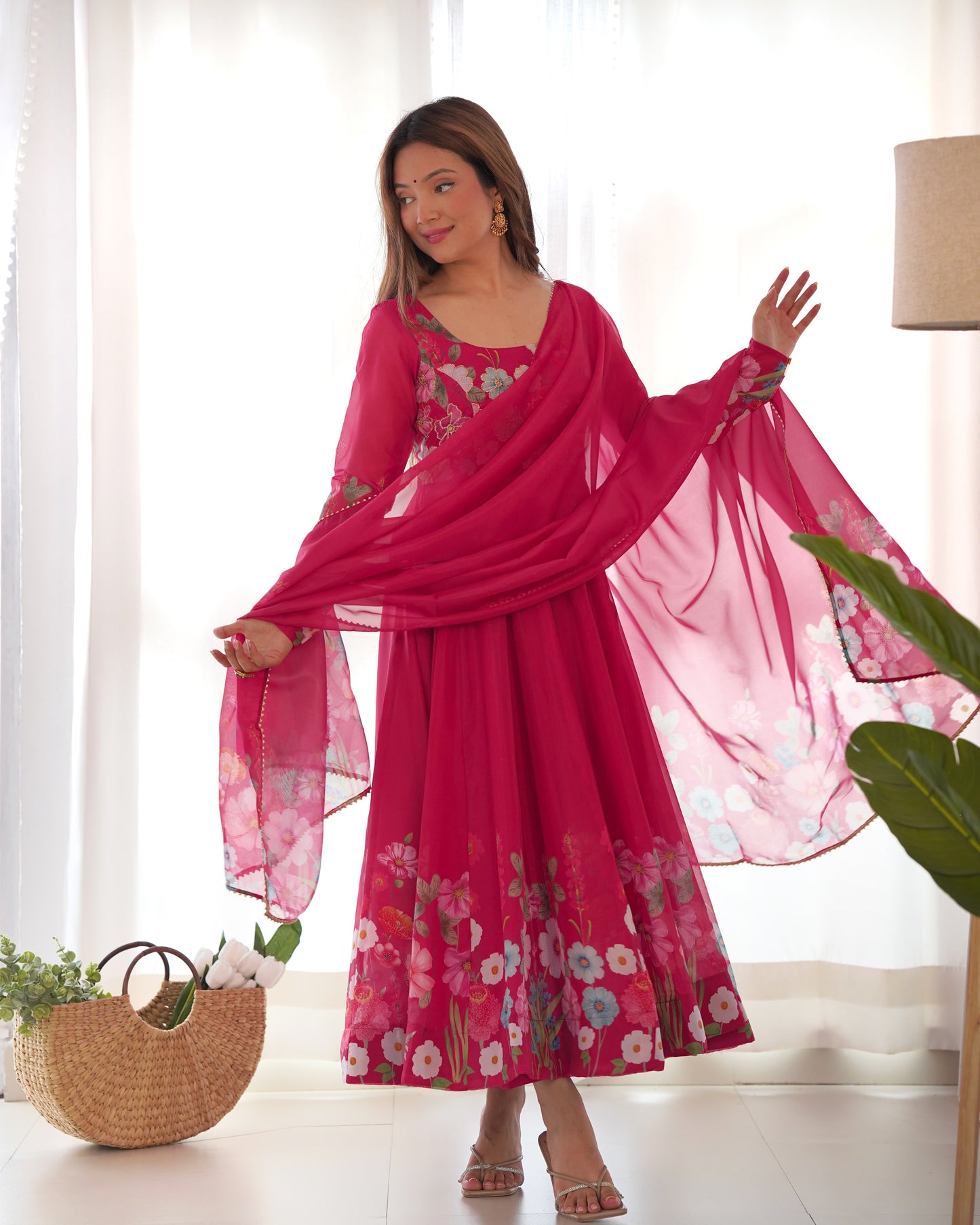 Heavy Organza Tabby Silk Anarkali Gown In 4 Meter Huge Flair