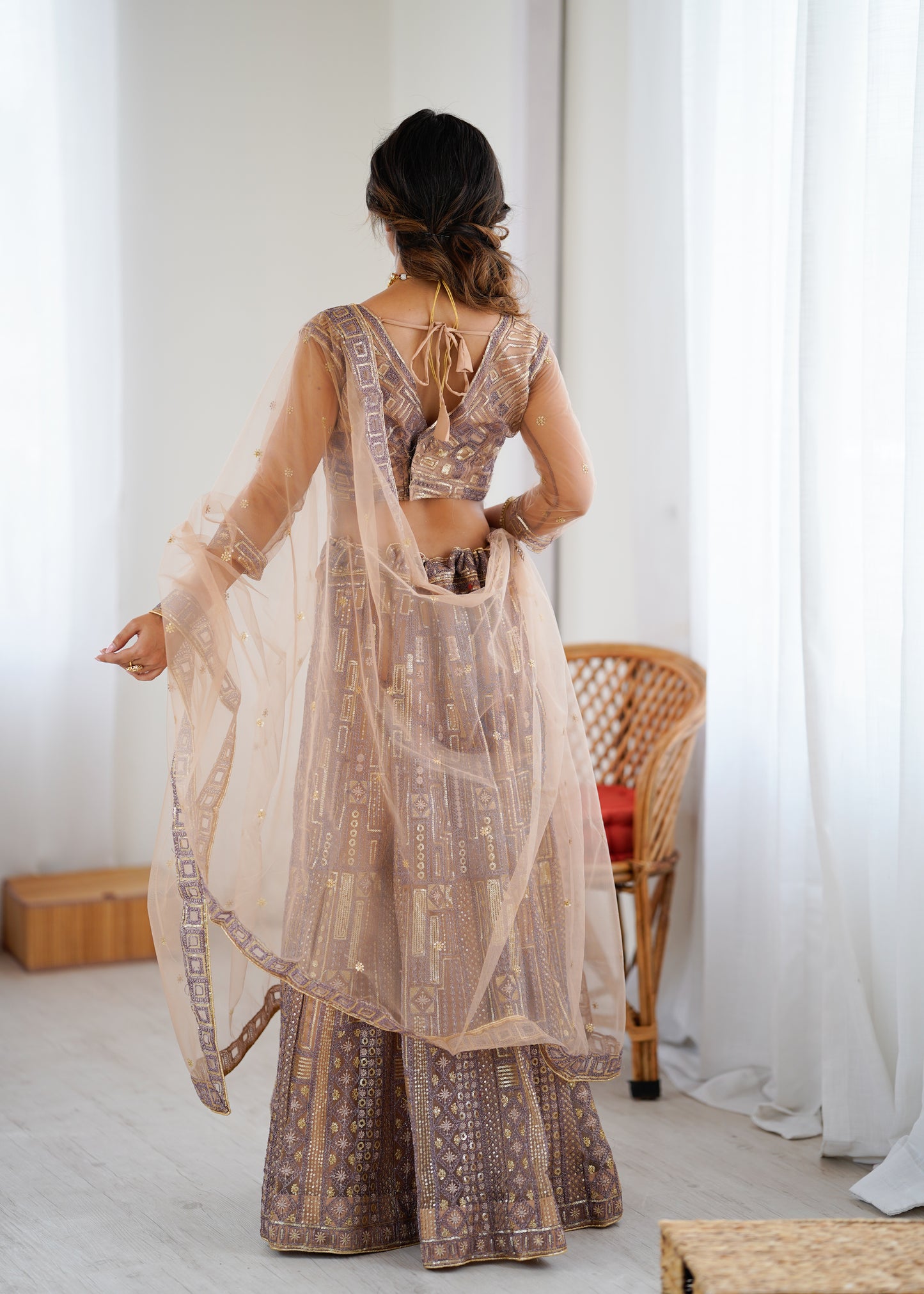 BUTTERFLY NET PREMIUM QUALITY BRIDAL LEHENGA CHOLI SET CREAM COLOR