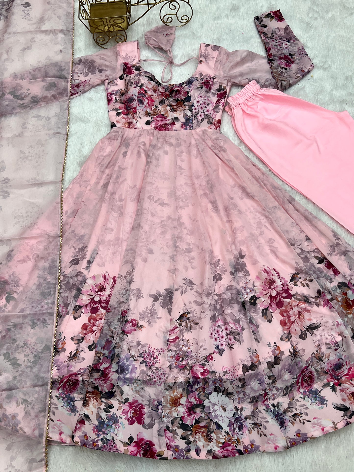 Pure Soft Georgette Plain Work Gown