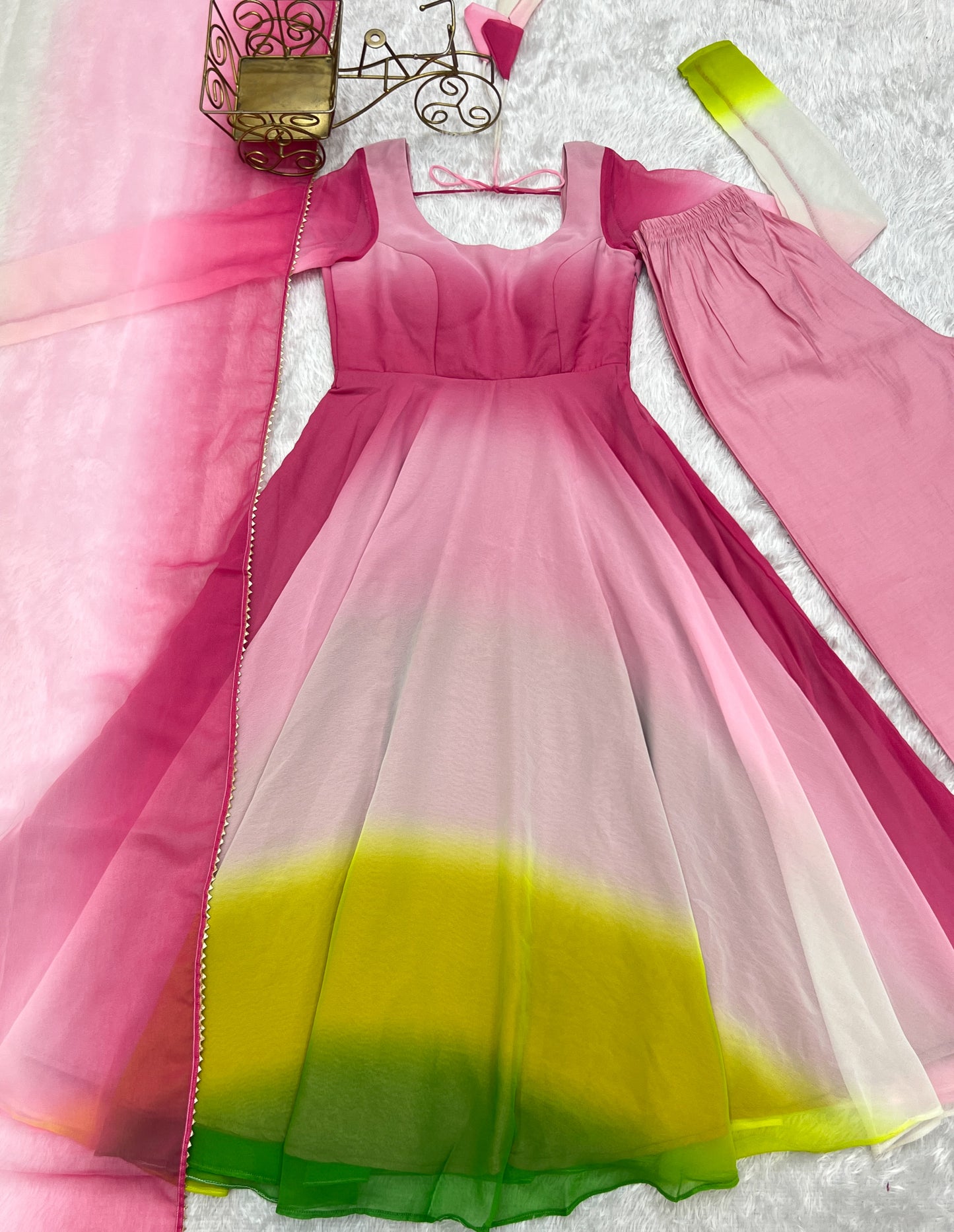 PURE SOFT FOX GEORGETTE MOST TRENDY PADDING FABRIC FULLY FLAIR ANARKALI GOWN