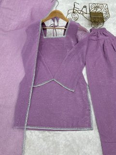 CRUNCHY SILK & SIROSKI WORK,WITH FANCY LACE WORK