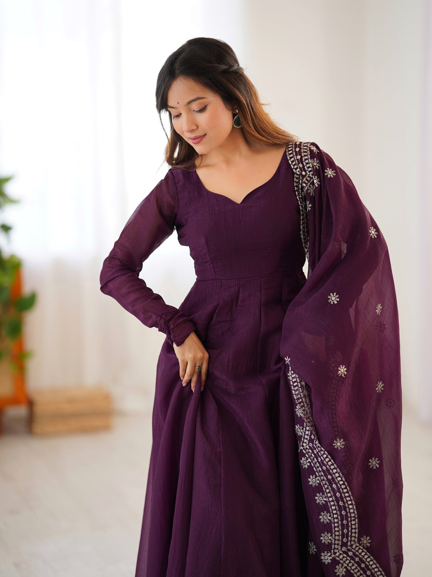 MOST TRENDING WOMEN'S SPECIAL WEDDING WEAR GOWN PLAZZO IN FANDY SILK