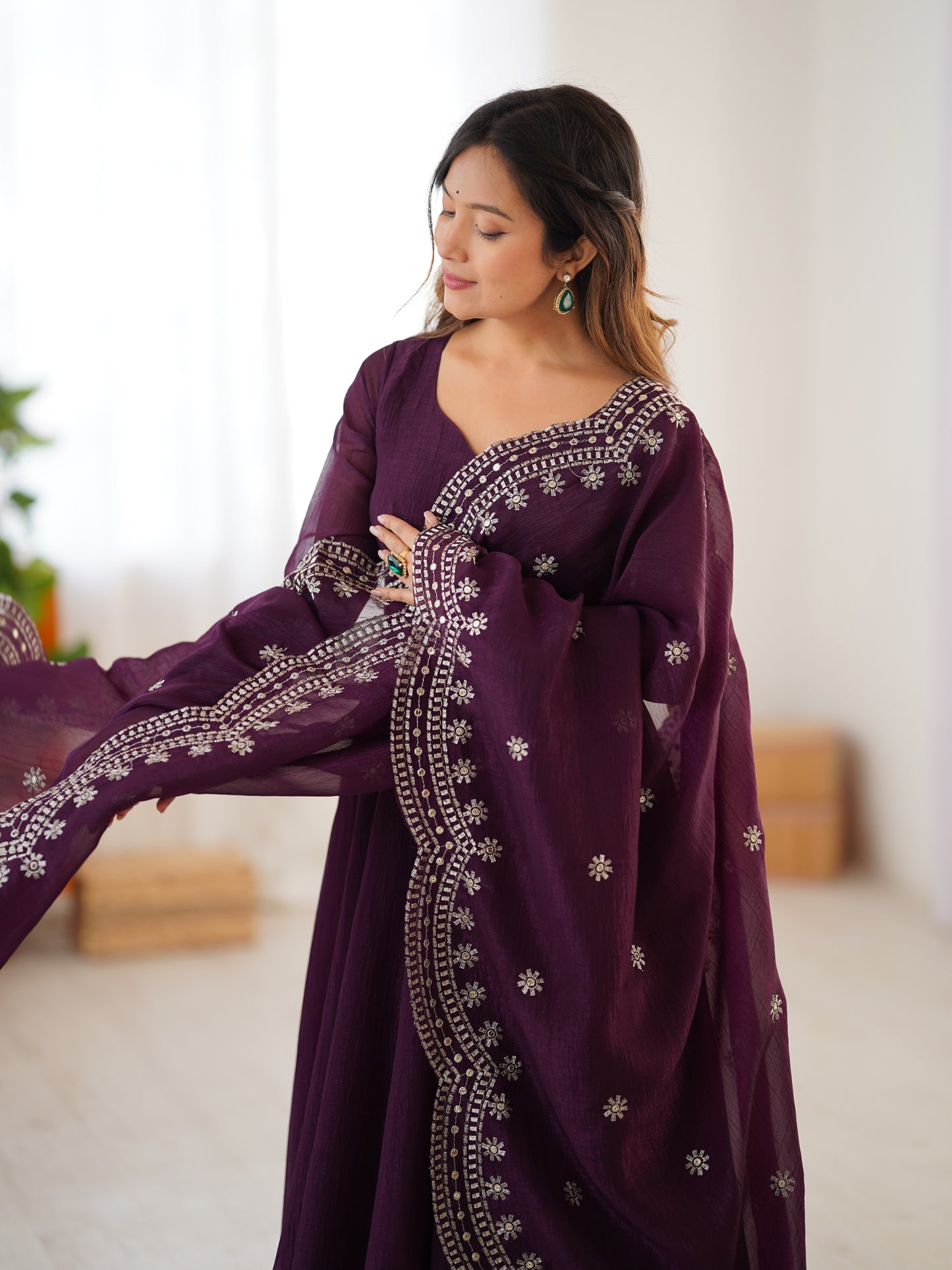 MOST TRENDING WOMEN'S SPECIAL WEDDING WEAR GOWN PLAZZO IN FANDY SILK