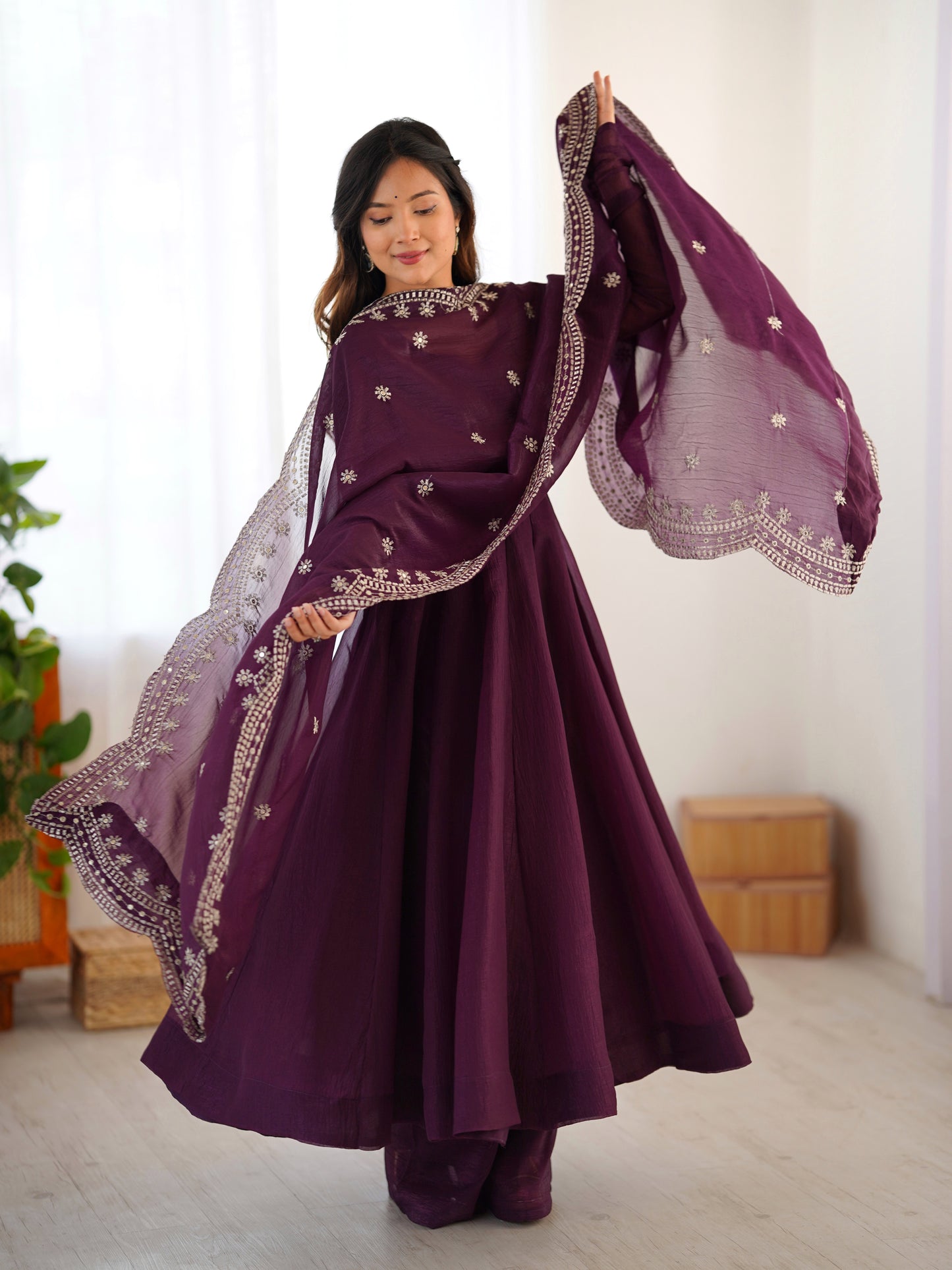 MOST TRENDING WOMEN'S SPECIAL WEDDING WEAR GOWN PLAZZO IN FANDY SILK