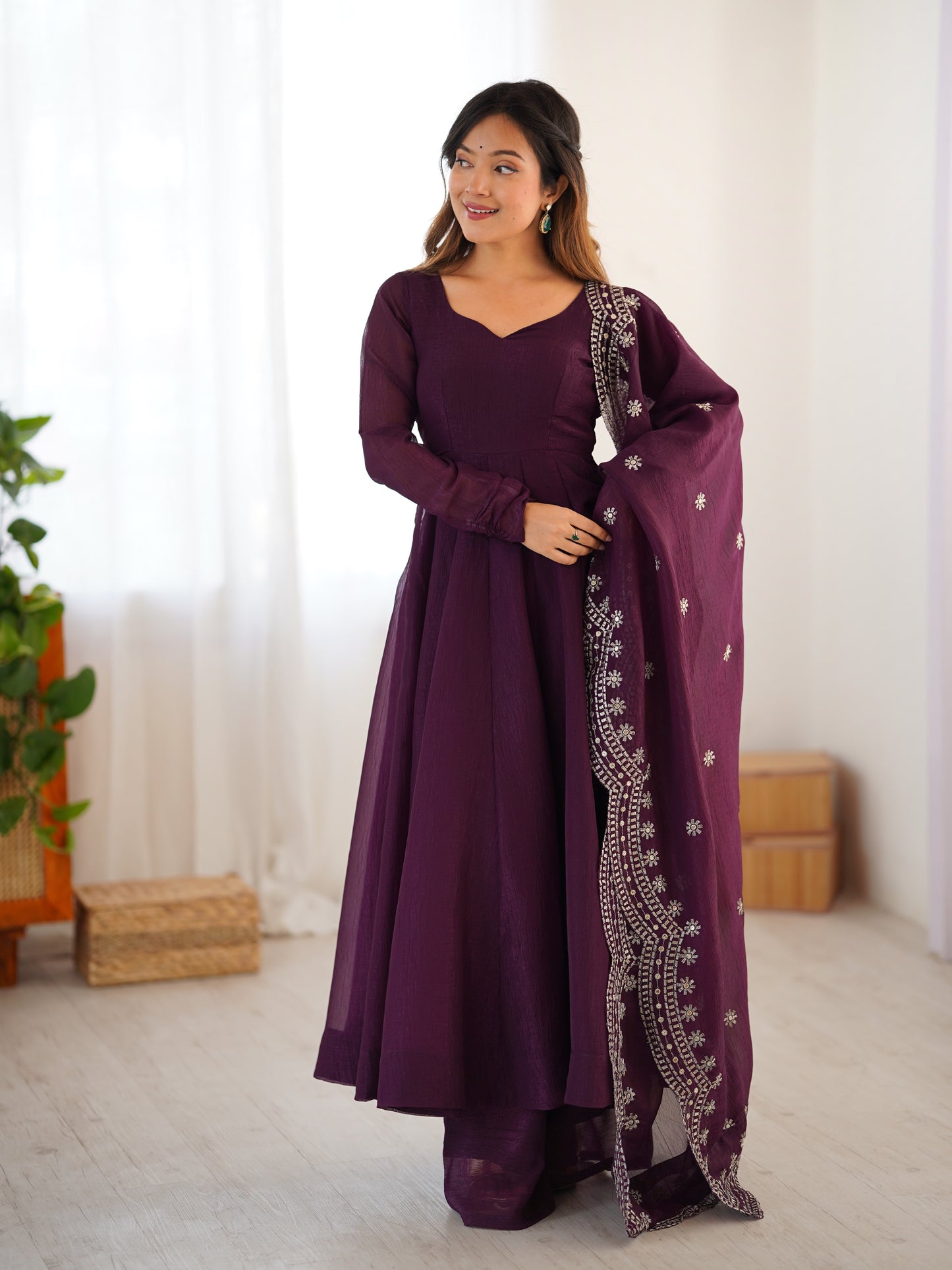 MOST TRENDING WOMEN'S SPECIAL WEDDING WEAR GOWN PLAZZO IN FANDY SILK