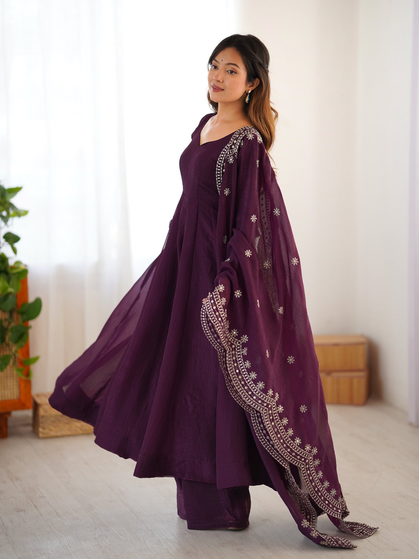 MOST TRENDING WOMEN'S SPECIAL WEDDING WEAR GOWN PLAZZO IN FANDY SILK