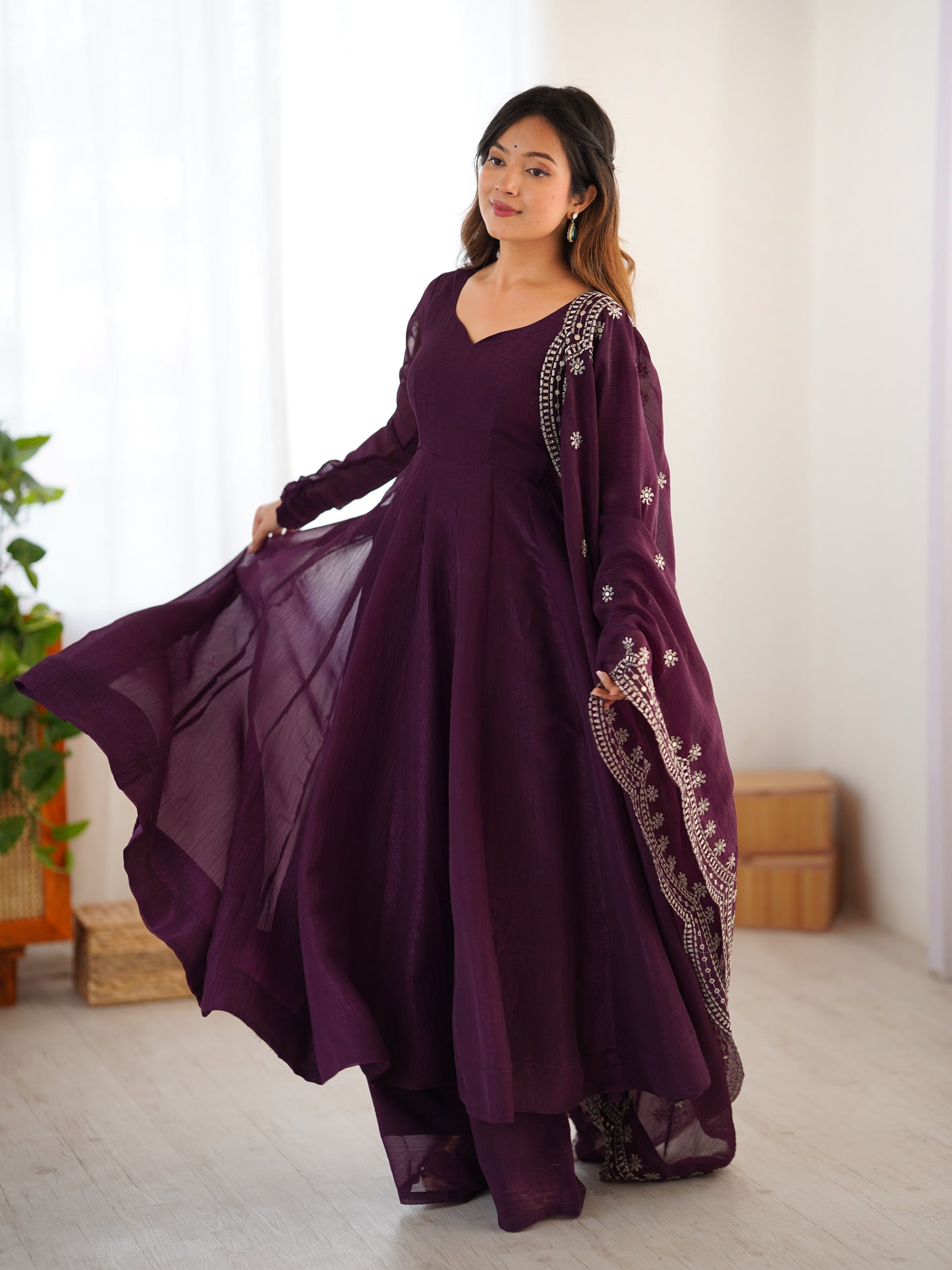 MOST TRENDING WOMEN'S SPECIAL WEDDING WEAR GOWN PLAZZO IN FANDY SILK