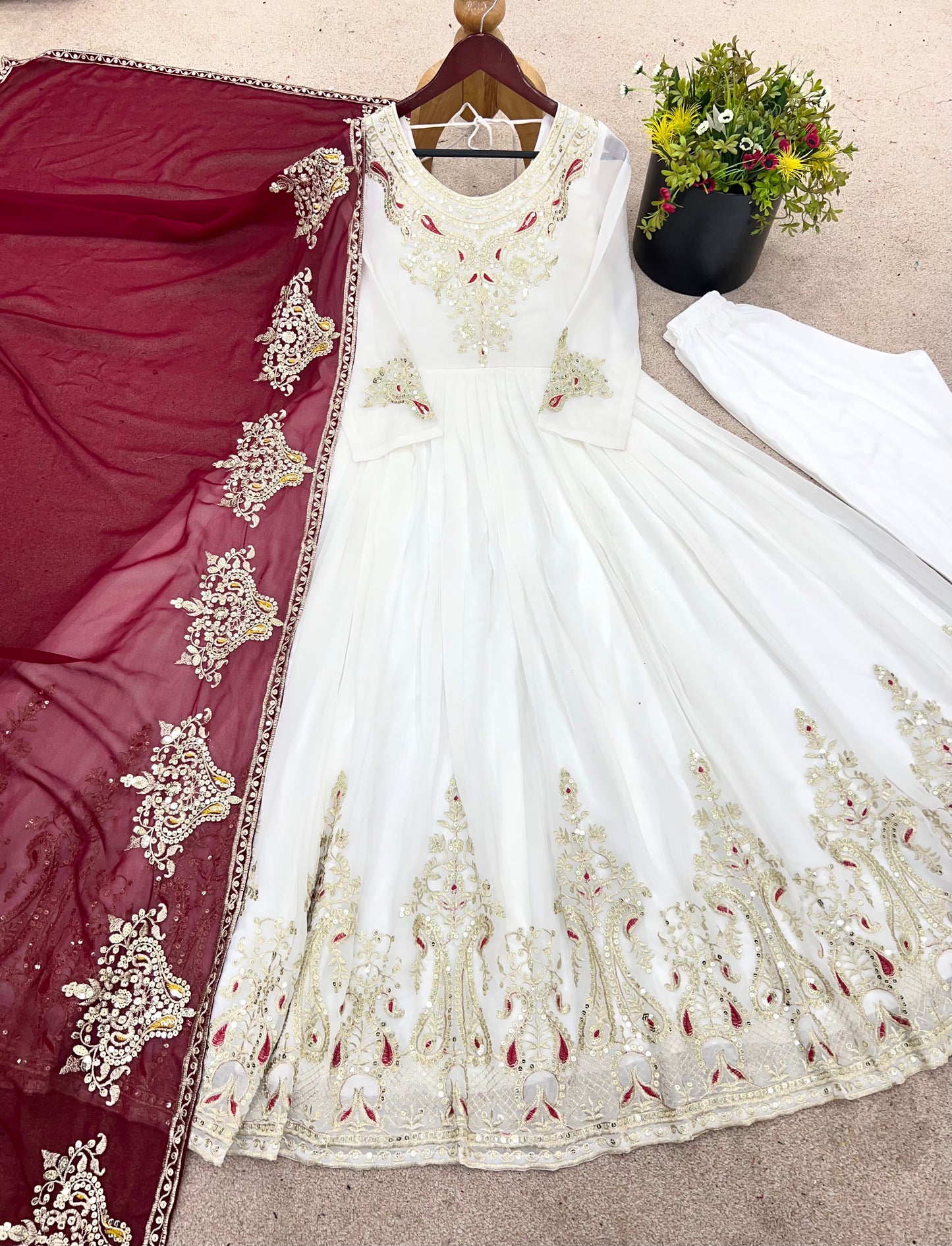 Wedding Special Heavy Multi Sequence Work Top Suit