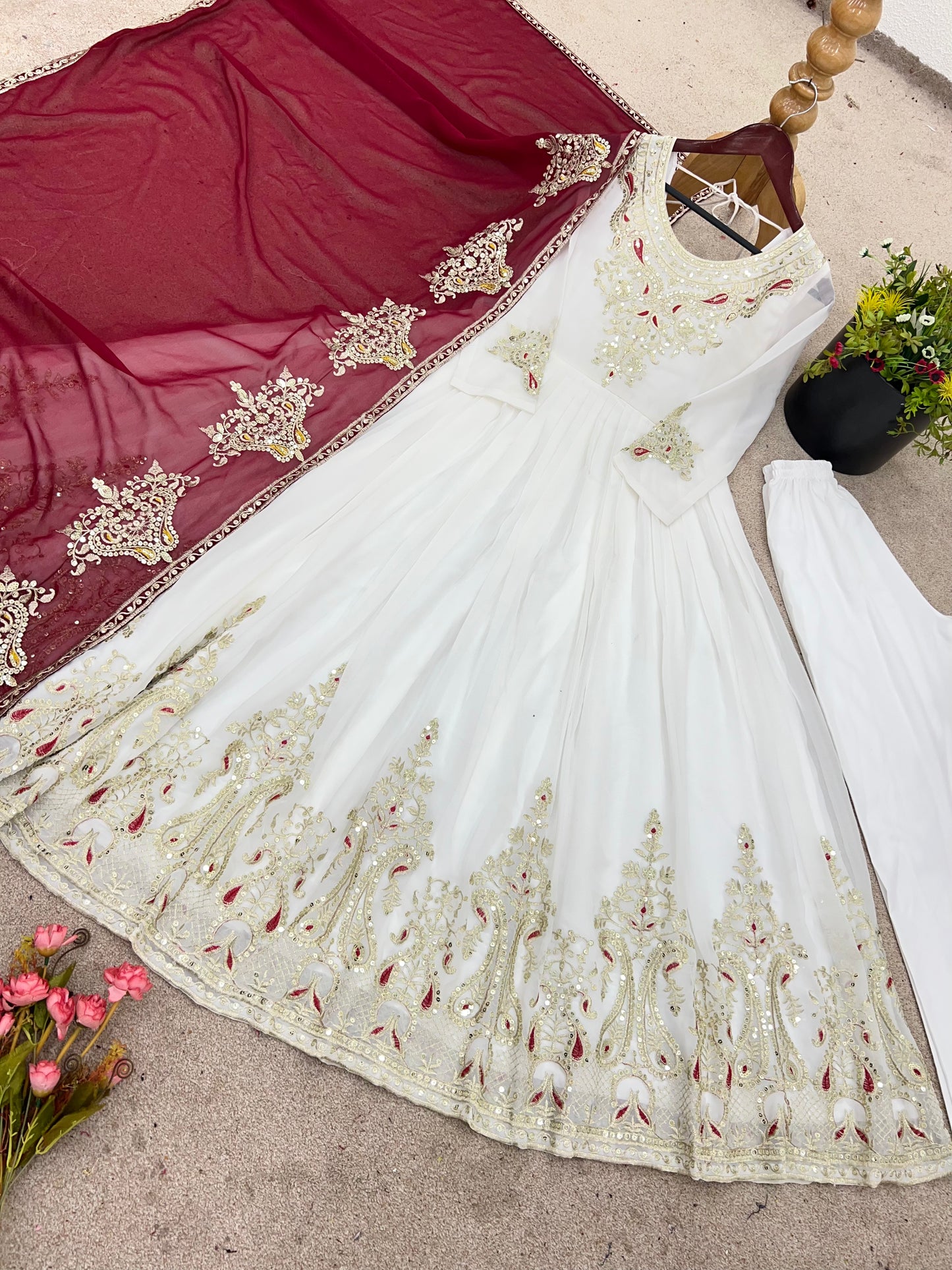 Wedding Special Heavy Multi Sequence Work Top Suit