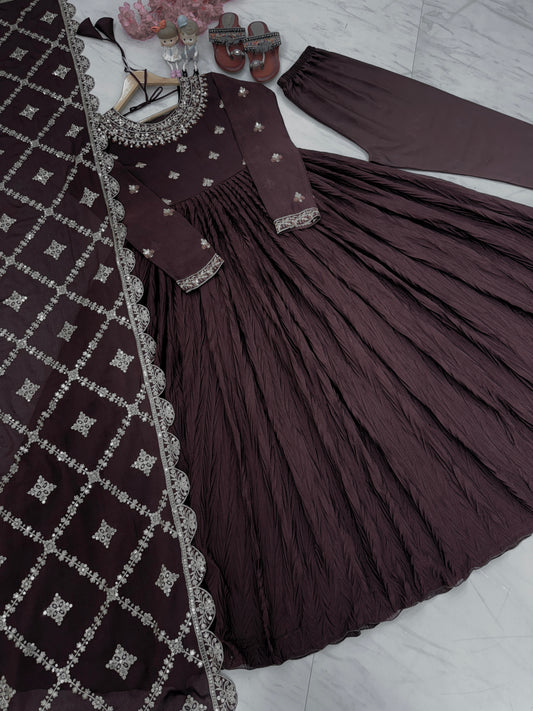 Eid Special Pure Crush Chinon Silk Gown