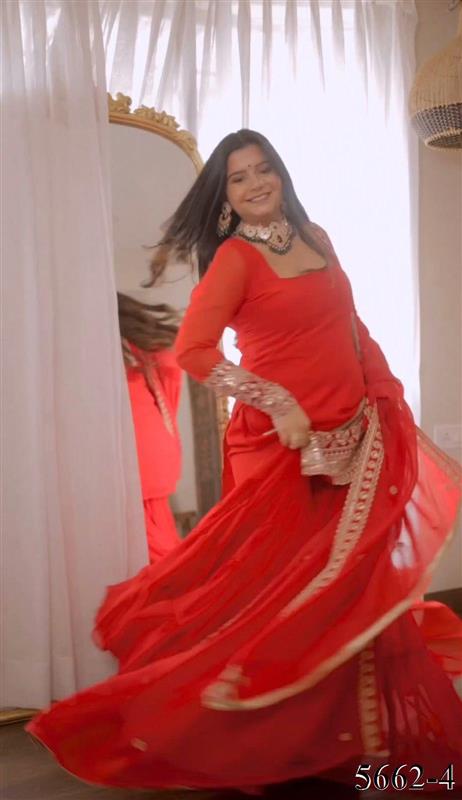 Faux Georgette Thread With Sequience Work Top Sharara