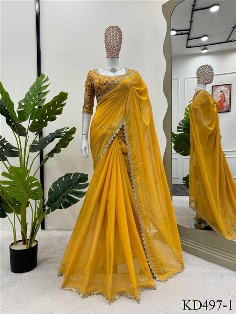 New Wear Tibby Silk With Thread & Sequience Work Saree