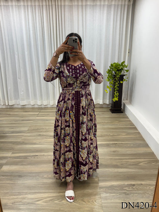 Heavy Reyon Fabric Mille Foil Gown