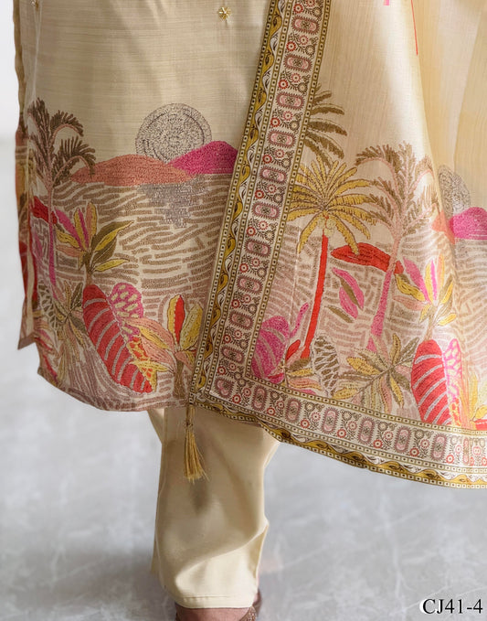 Assam Silk Bits Machine Work And Digital Print Work Top Pent