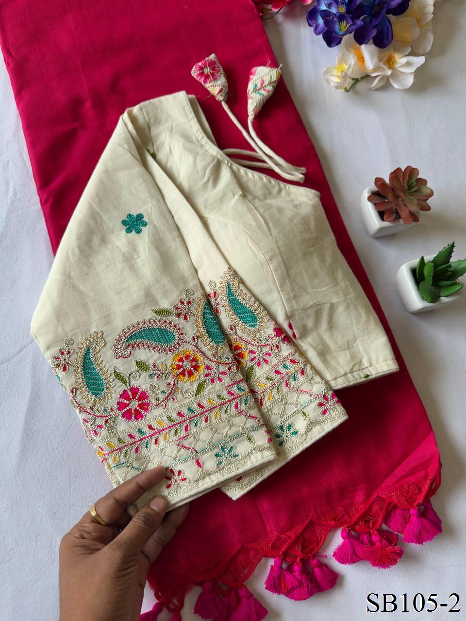 Kahdi Cotton Silk padded Blouse With Silk Saree