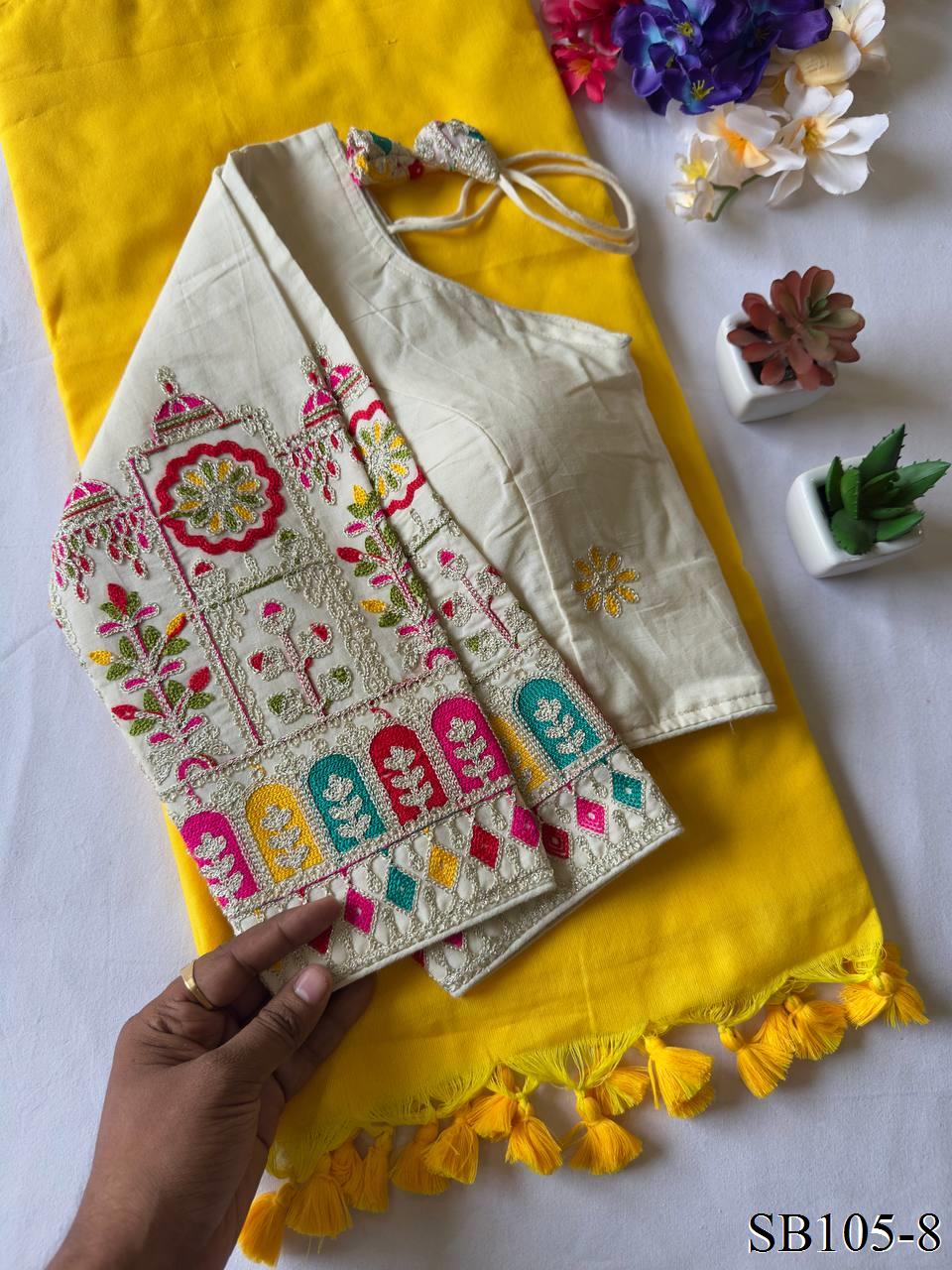 Kahdi Cotton Silk padded Blouse With Silk Saree