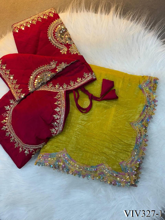 Ranibow Color Gold Crush Light Weight Saree