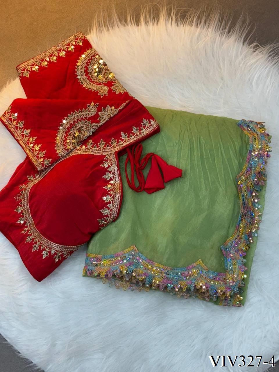 Ranibow Color Gold Crush Light Weight Saree
