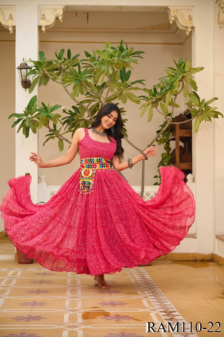 Navratri Soecial Real Mirror Work With Codi Lace Work Gown