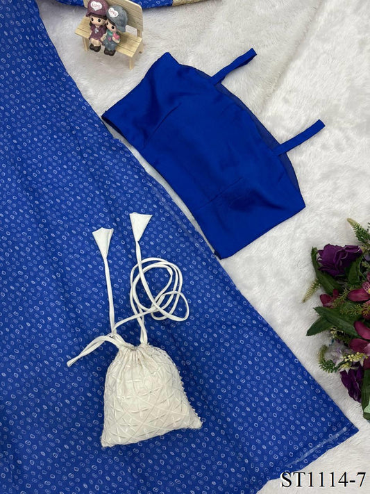 Blue Color Georgette Digital Print Work Kurti