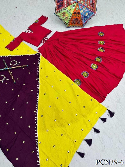 Riyon Cotton Embroidery Thread Work Lehenga Choli