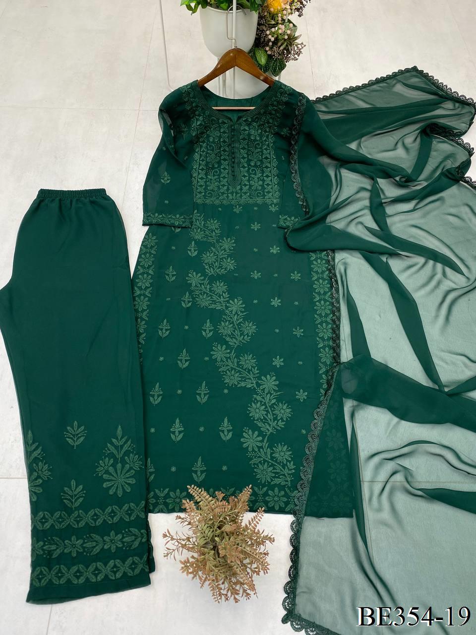 New Look Georgette Embroidery Work Pum Pum Work Top Pent