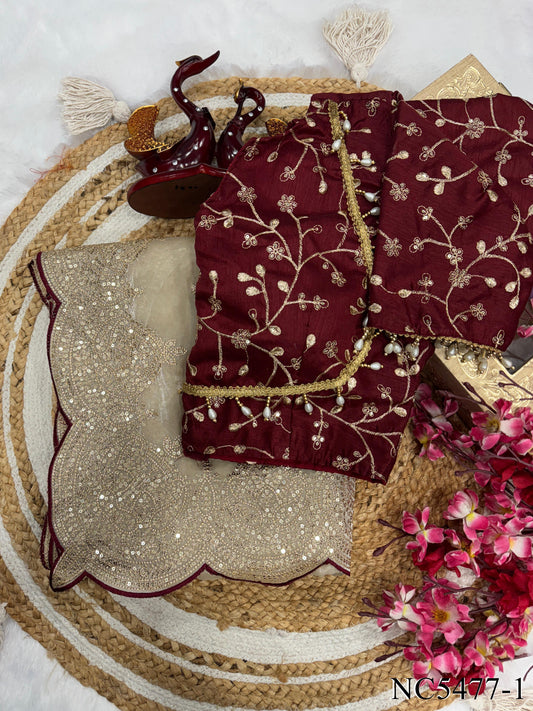 Beige Color Sequins & Zari Embroidery Work Saree