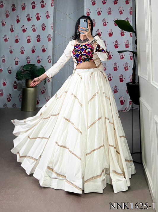 White Color Pure rayon Fabric Sequins Work Lehenga
