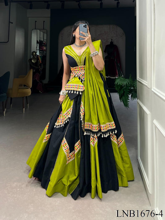 Navratri Special Pure Cotton With Plain Work Lehenga