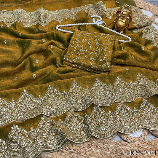 Fendy Chiffon Sequins Work Saree